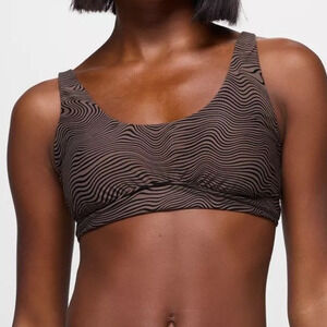 Prana Mallorca Swim Top Women's S Black Wavee Lace Up Criss-Cross Back Bikini